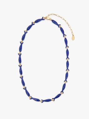Clare V Blue Enamel Sardine Necklace